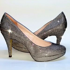 Enzo Angiolini Gold Sparkle Heels - Sz 8